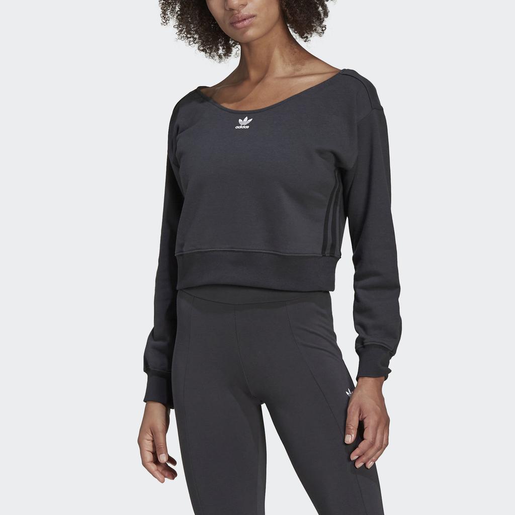 Adidas Originals Мешковатый свитшот с круглым вырезом и логотипом, короткий, спортивный, женский, серый HU1647