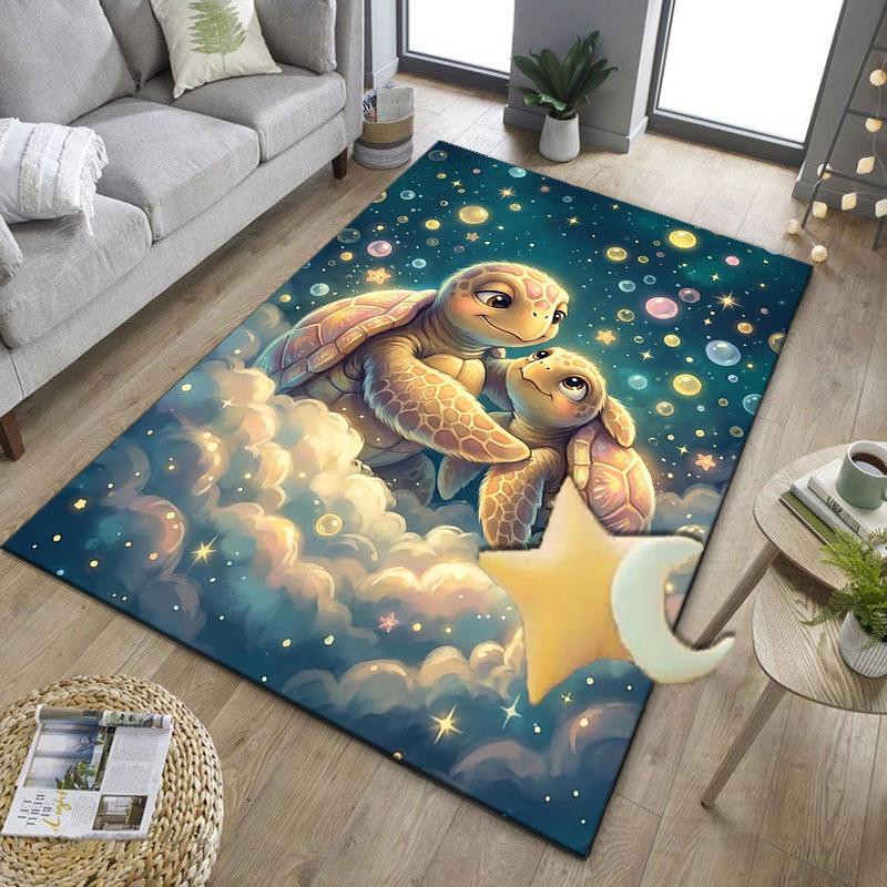 Underwater two Sea Turtles Office Rug Chair Mat, Entryway Carpet, Suitable for Front Door, Bedroom, Living Room, Desk, Holiday Gift