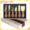 6pcs Color Boxed Walnut Handle Cheese Tool Set, Western Style Knife, Fork, Butter Scraper, Stainless Steel Cheese Knife