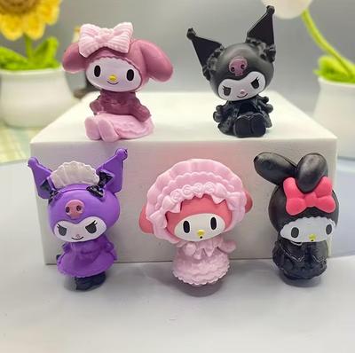Набор мини-фигурок Sanrio 5 шт — Куроми (Kuromi) и Моя Мелоди (My Melody) 3-4 см
