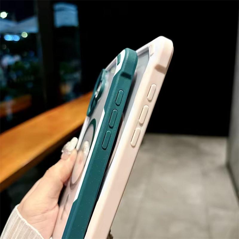 Для Magsafe Magnetic Shockproof Armor Case для iPhone 16 15 14 13 12 11 Pro Max Plus Прозрачный жесткий гибридный бампер задняя крышка
