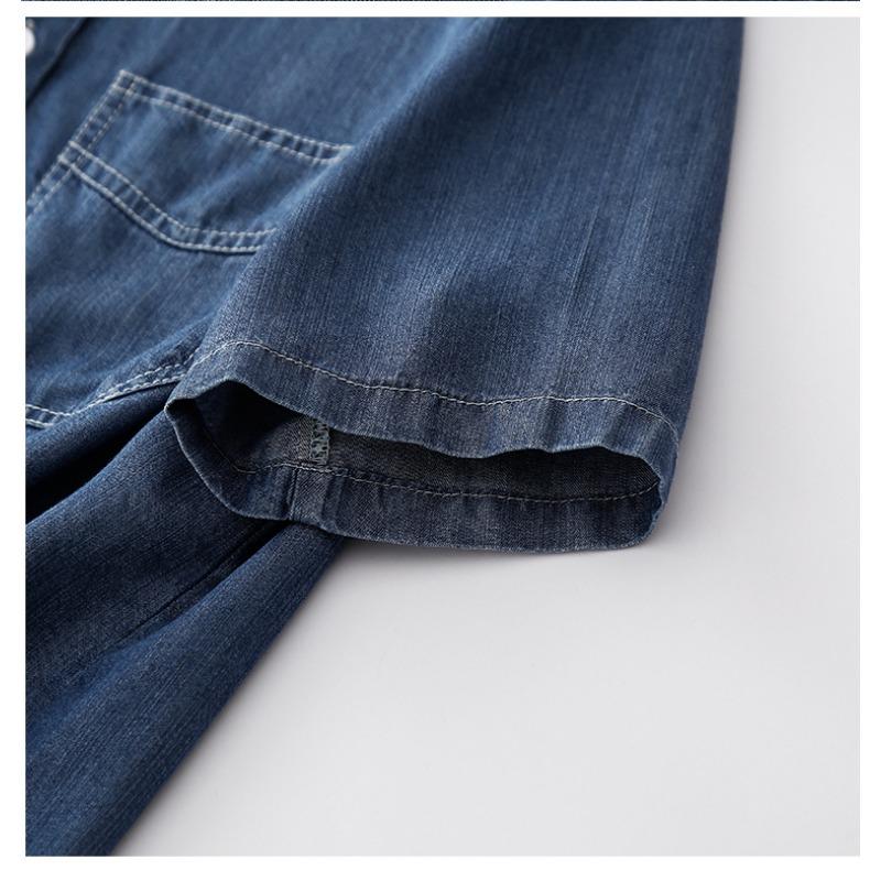 Summer Denim Shirt Short Sleeved Loose Top Tencel Shirt Blouses & Shirts