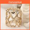 Elegant Double-layer Heart Scarf Ring Smooth Alloy Design For Women In Gold And Rose Gold