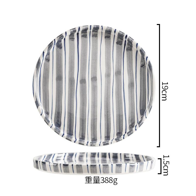 Минималистский набор из нарисованных вручную полосатых чашек и тарелок, керамическая чашка для кофе с молоком, чашка для послеобеденного чая объемом 280 мл/9,5 унций, домашний напиток