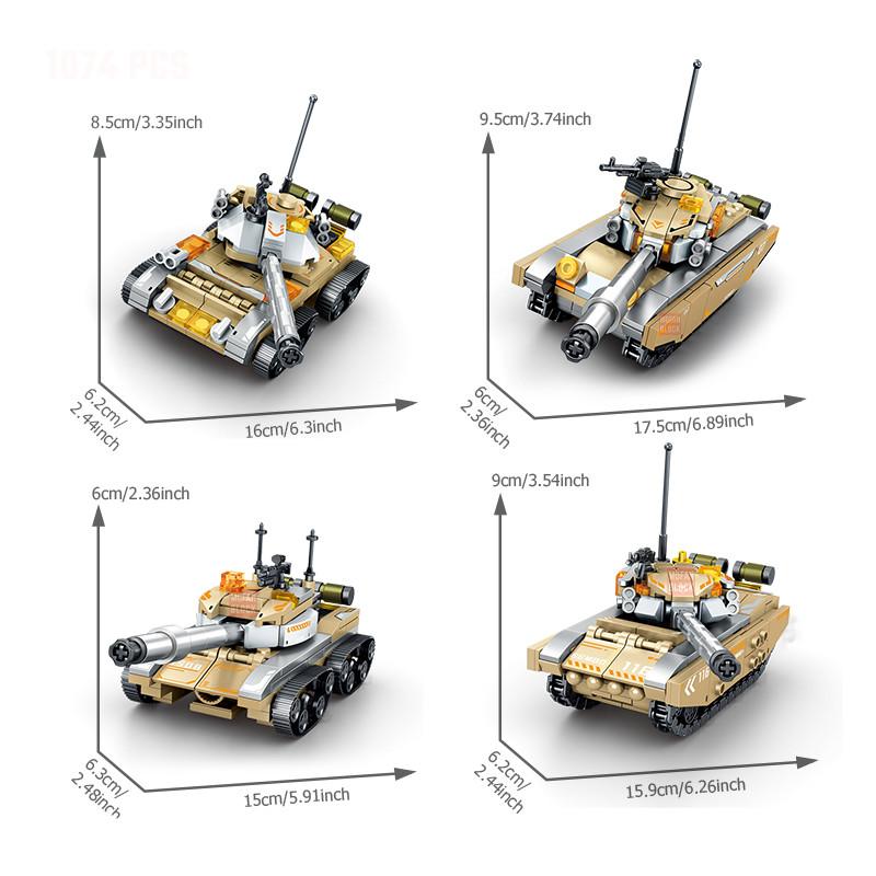 Non-Toxic Sembo 1075Pcs Tank Transforming Mech Robot Model Building Blocks Moc Military Series Vehicle Assembly Bricks Toys For Children Gifts