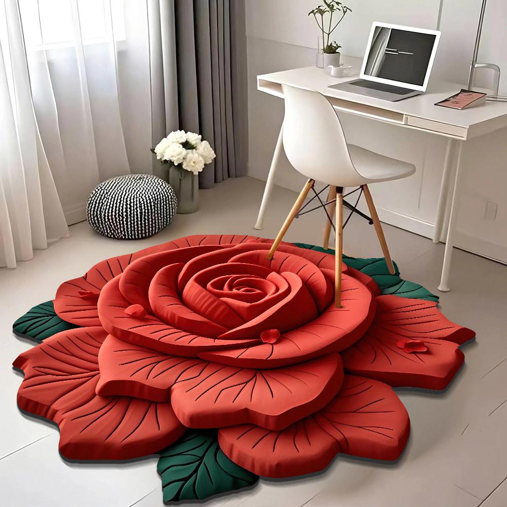 Гостиная дома 3d трехмерный напольный коврик цветочный напольный коврик кристальный бархатный ковер круглый домашний лепестки пиона коврик особой формы