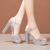 Модные GKTINOO Сексуальные Летние Женские Туфли с Открытым Носком Для Платья Женские Босоножки на Высоком Каблуке Серебристые Блестящие Женские Новые Женские Босоножки на Платформе 2025