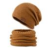 Men's Winter Warm Scarf Knitted Hat Solid Color with Fur Hat