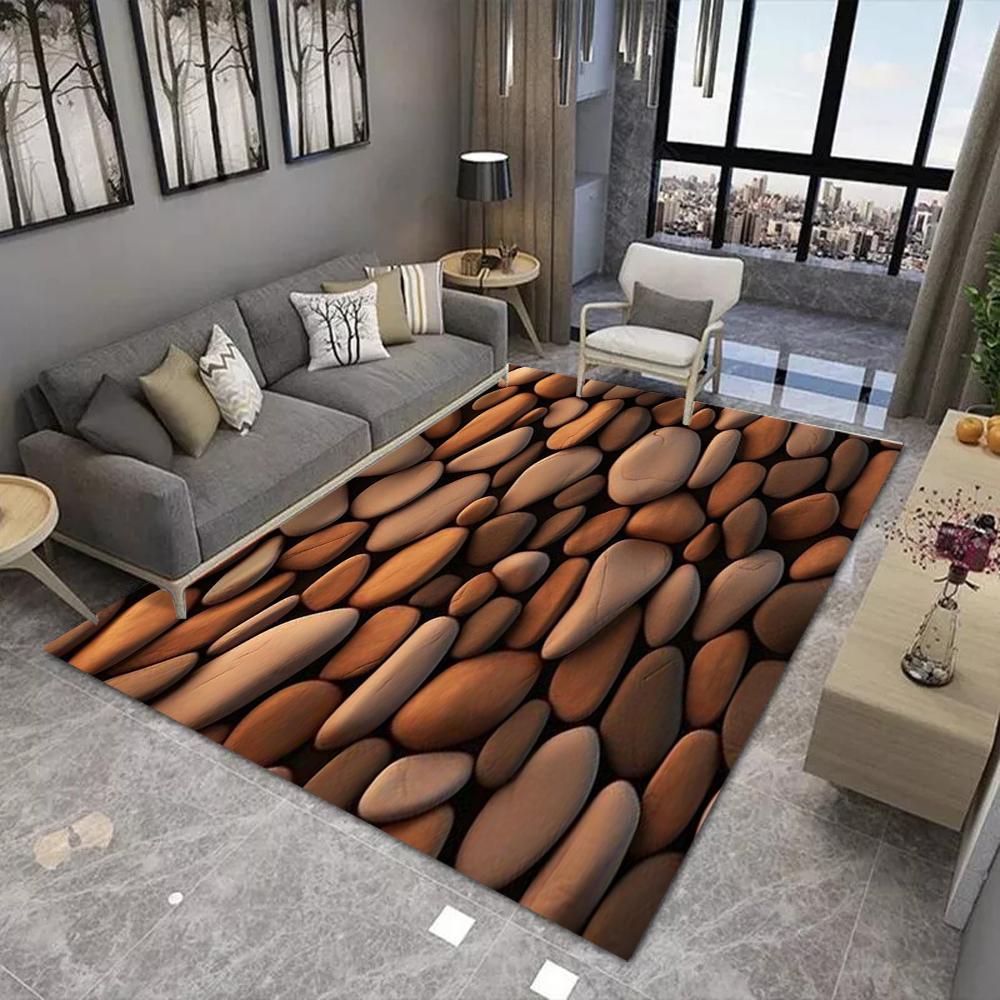 3D Натуральная Галька Дорожка Ковер Нескользящий Мягкий Реалистичная Текстура Украшение Дома Гостиная Современный Прочный Напольный Коврик