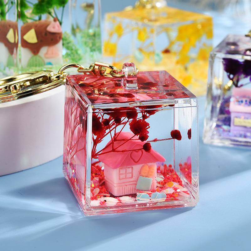 1шт плавающий жидкий брелок квадратный школьный рюкзак кулон аксессуары акриловые мультяшные автомобильные подвески ювелирные изделия шарм красочные