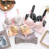Gather Bra Women Floral Seamless Steel Rim Free Bralette Thick Sexy Adjustable Lingerie Push Up Bras Invisible Fancy Underwear