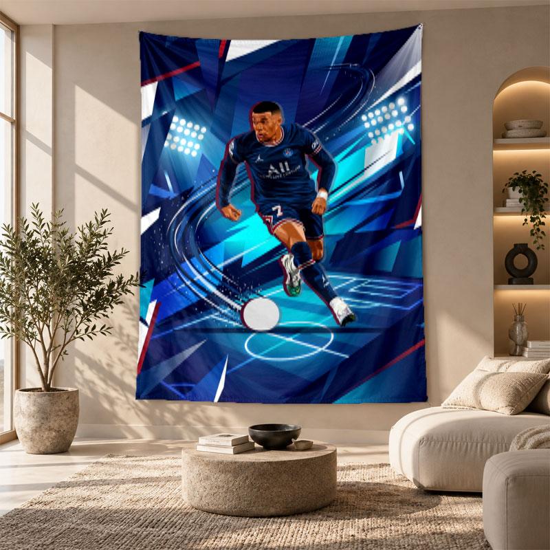 Decorative Tapestry,Kylian Mbappe Printed Wall Art, Lightweight Wall Hanging For Bedroom Background