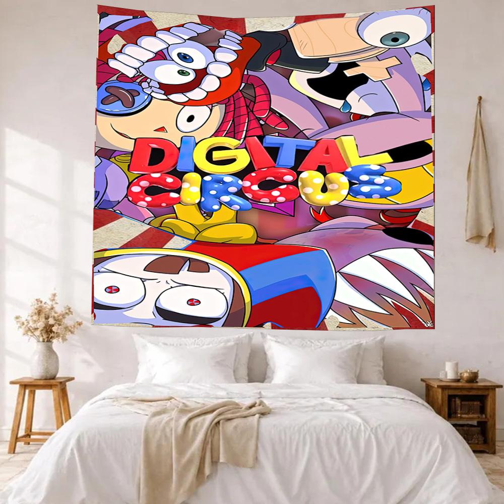 Digital Circus Wall Decor Tapestry Art For Pet Memorial Birthdaywedding Party Backdrop Family Gift