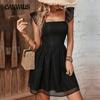 Женское платье, летние однотонные сексуальные платья с открытой спиной и бретельками без рукавов