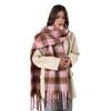 Women Plaid Scarf Chunky Oversized Winter Shawl Tassel Wrap Retro Literary Style Warm Wide Scarf for Ladies Gifts