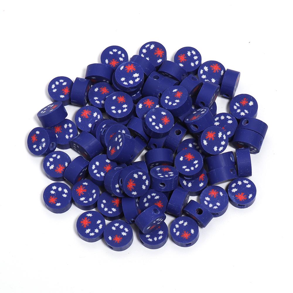50Pcs 9mm Polymer Clay Flat Round Beads National Flag Loose Spacer Beads For DIY Handmade Bracelets Earrings Making Accessories