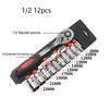 12Pcs/Set Car Boat Auto Repair Tools Socket Wrench Set Sleeve Quick Wrench Spanner