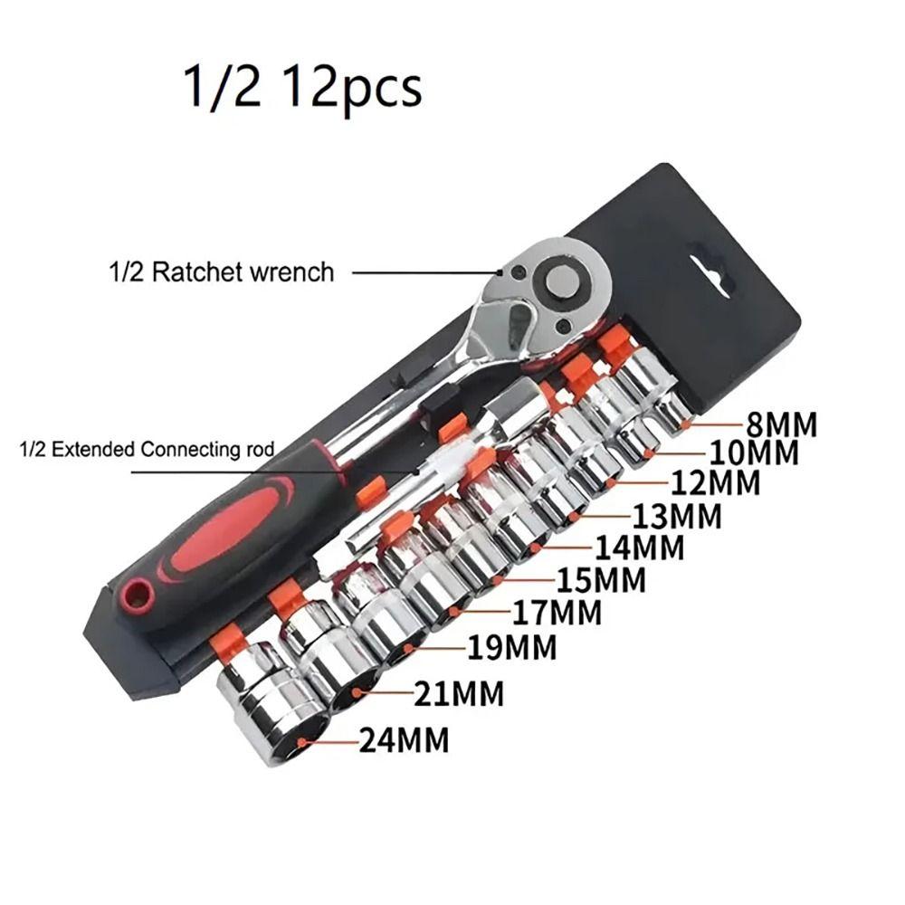 12Pcs/Set Car Boat Auto Repair Tools Socket Wrench Set Sleeve Quick Wrench Spanner
