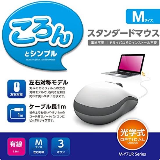 ELECOM Проводная M Мышь, Оптическая, Размер, Белая, M-Y7URWH