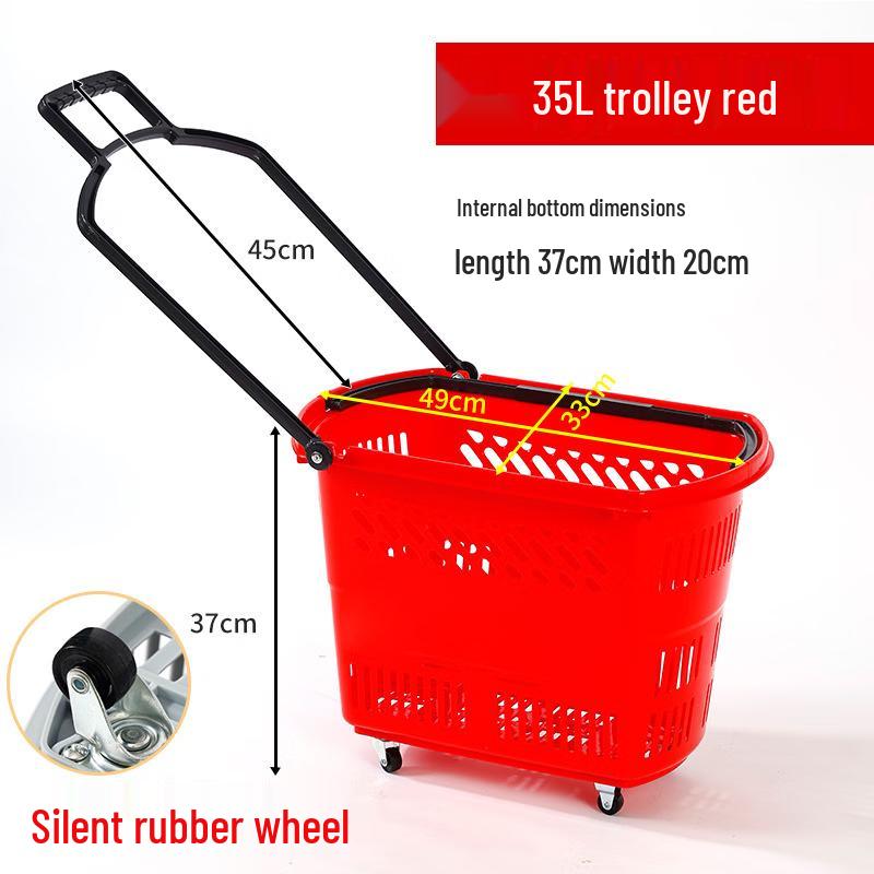 Jingyu Supermarket Shopping Basket with Wheels