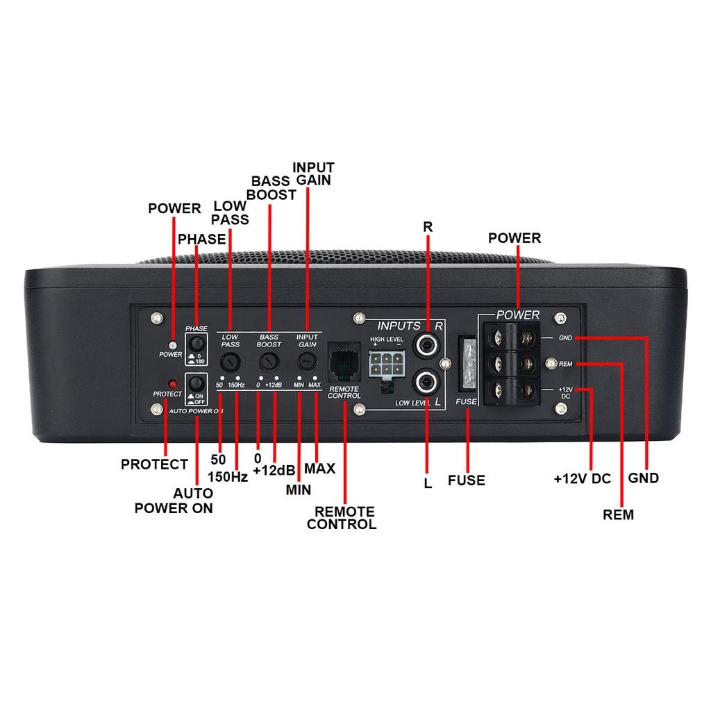 10 дюймов, 12 В, 600 Вт, автомобильный сабвуфер, HIFI, тонкий автомобильный динамик с басами под сиденьем, сабвуфер, усилитель мощности, динамик, аудиопроцессор