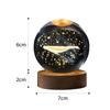 Crystal Ball Night Light Crystal Ball Lamp 3D Engraved Milky Way System Crystal Ball with Wooden Base USB Charging Gift for Kids
