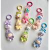 Flocked Labu Labubu Mini Keychain: Cute Grain Stroller Bag & Phone Pendant Ornament
