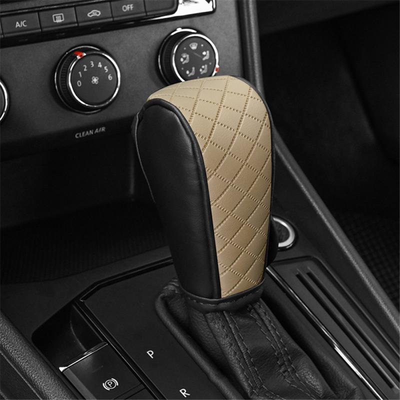 Универсальный перфорированный дышащий чехол на рычаг переключения передач из коровьей кожи для автомобильных товаров, кожаный чехол на рычаг переключения передач с рисунком под карбоновое волокно
