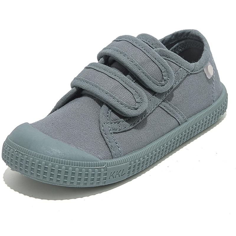 Toddler Kids Retro Canvas Shoes Children Soft Bottom Solid Board Shoes Lightweight Breathable Hook and Loop Casual Shoes