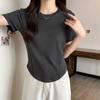 Summer Short Sleeve T-shirt Women's Square Shoulder Tight Short Irregular Tops