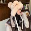 Thicken Faux Fur Beanies Hat Winter Warm Furry Caps Fashion Pom Pom Ball Hats  Women Accessories