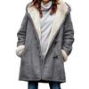 Winter Fashion Warm Thickened Long Sleeved Cowhide Button Womens Coat With Hat Casual Velvet Solid Ladies  Outwears 30431