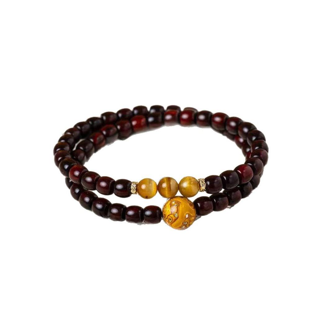 Indian Small Leaf Sandalwood Bead Bracelet - Unisex Prayer Beads, Live Broadcast Goods, Straight Cut Design.