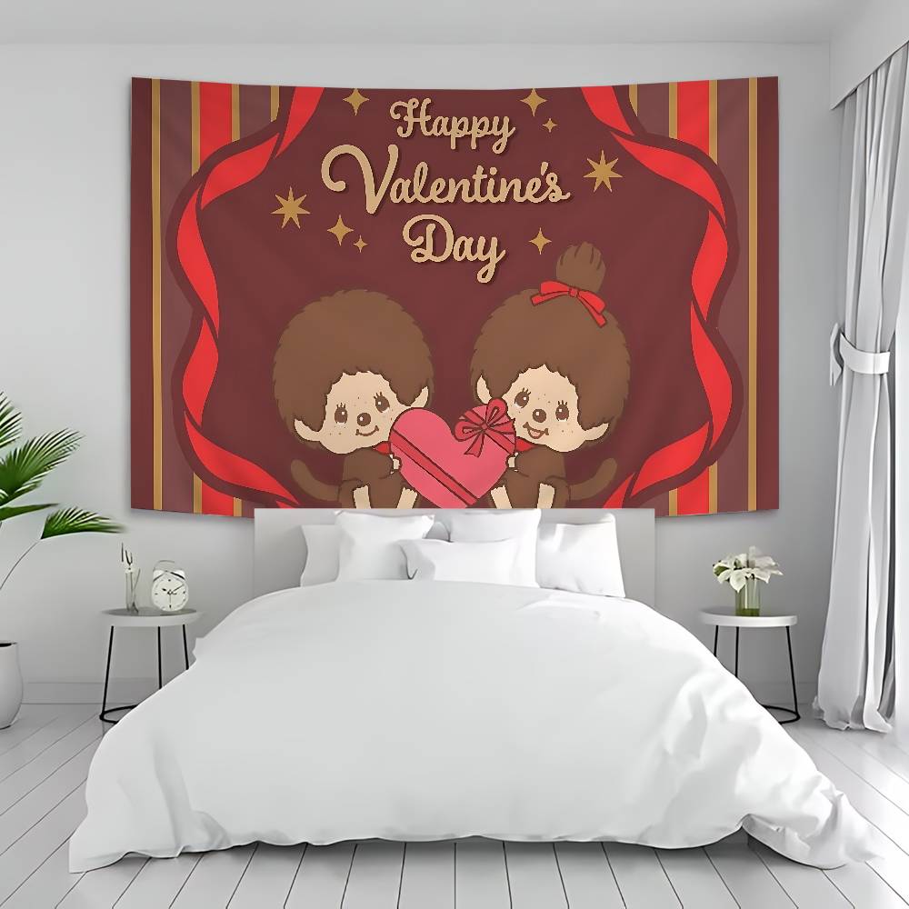 Cute Mmonchhichiss Anime Tapestry Hippie Flower Wall Carpets Dorm Decor Wall Hanging Home Decor
