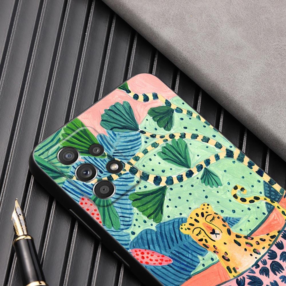 Иллюстрация джунглей Змея Кошки Ленивец Чехол для телефона для Samsung Galaxy A57 A56 A37 A55 A36 A26 A54 A52 A35 A34 A25 A17 A16 A07 Чехол