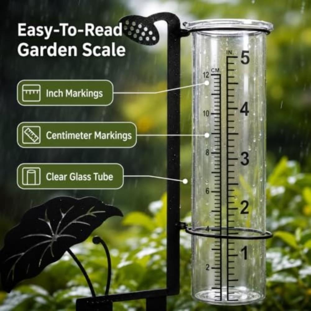 Dual Scale Garden Rain Gauge Clear Tube Decorative Rain Gauge New Yard Rain Gauge Yard Display