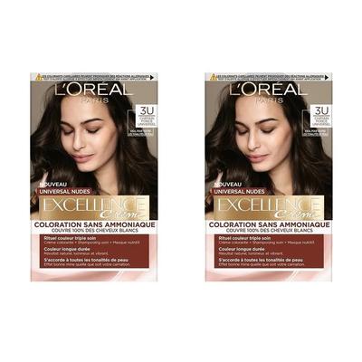 L'Oréal Excellence Краска-крем для волос 2 упаковки 3U Темно-коричневый Универсальные нюдовые 3 Темно-коричневый Цвет Excellence