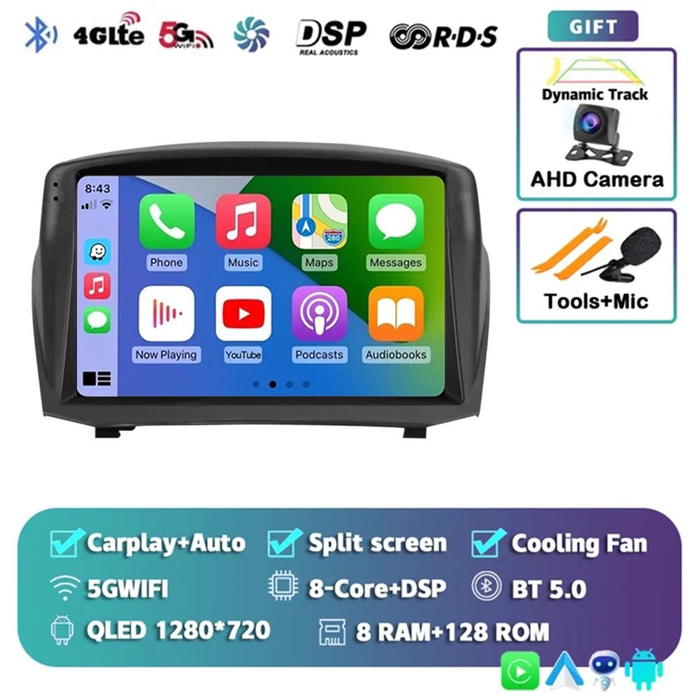 Автомагнитола Android 14 для Ford Fiesta Mk 6 2009 - 2018 2 DIN Навигация GPS Carplay Авторадио Стерео Мультимедийный Головной Блок 5G LET WIFI