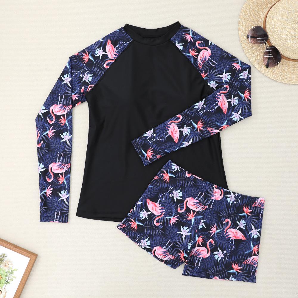 Women Surfing Snorkeling Suit Long Sleeve Sun Protection Split Body Bikini Jellyfish Swimsuit