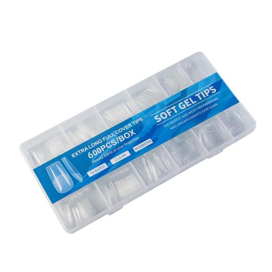 600 шт./кор. квадратные насадки для дизайна ногтей Ультратонкие прозрачные насадки для наращивания ногтей без складок с полным покрытием накладные ногти DIY маникюрные аксессуары для дома и салона