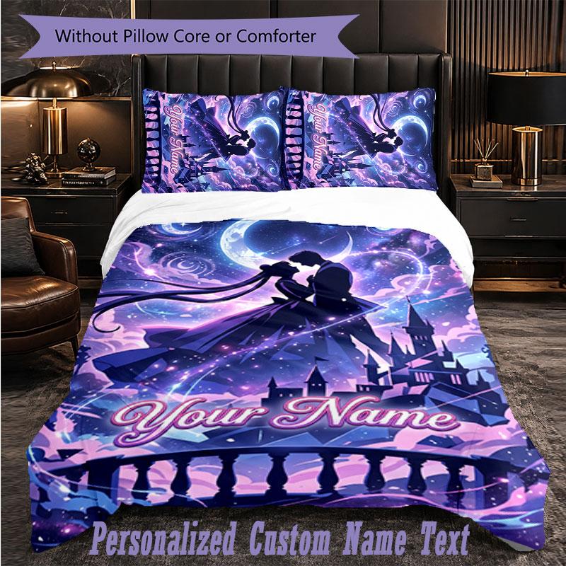 Personalized 3Pcs Bedding SetSailor Moon Custom Text Duvet Cover Pillowcase Set Bedroom Gift