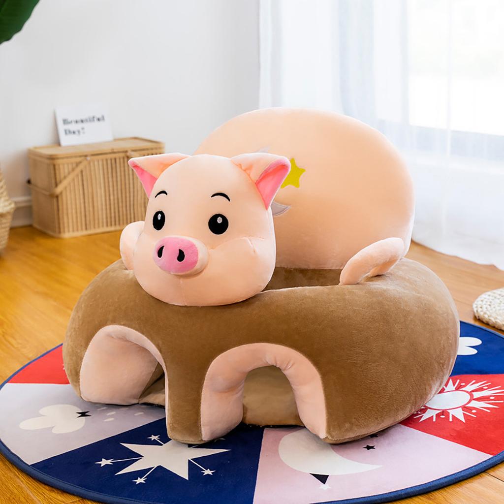 Children Chair Cute Animal Shaped Sofa Learning Seat, Plush Toy Cartoon Learning Infant Portable,Without Filled Cotton