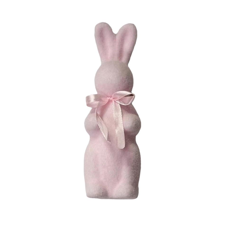 With Bow Tie Bunny Decoration Creative Large Flocking Rabbit Statues Cute Design Party Rabbit Ornaments Indoor Outdoor Lawn