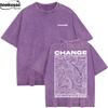 Change Never Look Back Printed Laundry Tshirt Womens Cotton Wide Tshirt Summer Short sleeved Top Casual Oneck Clothing