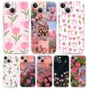 Чехол для телефона iPhone 17 Air Cases iPhone 16 15 12 13 14 Pro Max SE 7 8 Plus iPhone11 Прозрачный чехол Розовый Цветок Тюльпана Сердце