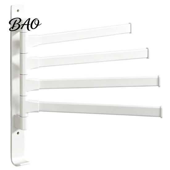 Drill Free Towel Bar Swivel Rack, 180 Degree Rotating Design, Wall Mounted Space Rack for Bathroom Aluminum Swing Holder, Anti-slip Organizer Kitchen