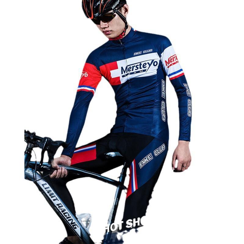 Mens Cycling Jersey Shorts Set Long Sleeve Riding Gear Mountain Road Bike
