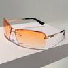 Солнцезащитные очки Y2k без оправы Мужские Модные Градиентные Повседневные Очки Женские Трендовые Двойной Мост Дизайн Бренда Декоративные Солнцезащитные Очки