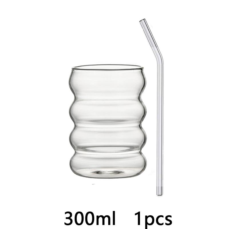 1/2/4 шт. волнообразные стаканы для напитков с соломинками, винтажные стеклянные чашки, стаканы для сока, пива, вина, шампанского, коктейля