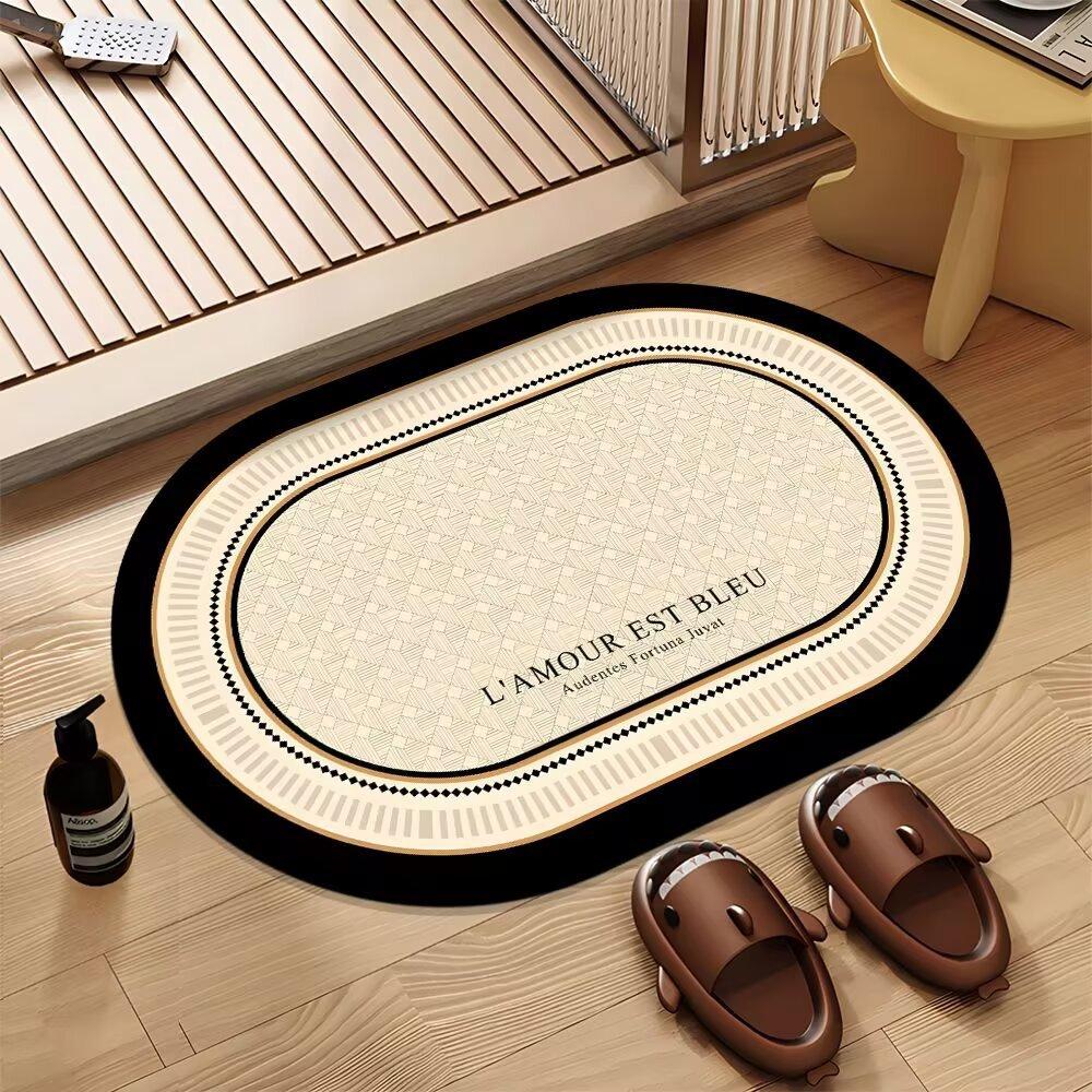 Bathroom Absorbent Floor Mat, Toilet Soft Diatom Mud Non-Slip Toilet Rubber Floor Mat, Bathroom Door Quick-Drying Carpet